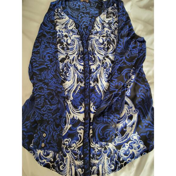 Dan Buchman Women Size 12 Sheer Front Button Jacket Navy Black Long Sleeve Nice - Picture 7 of 10